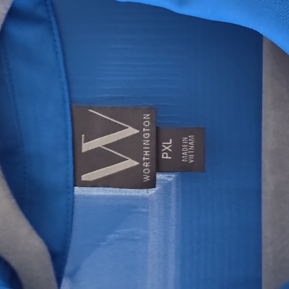 WORTHINGTON WOMENS PETITE FRONT BUTTON LONG SLEEVE BLUE BLOUSE SIZE PETITE XL - Picture 5 of 14